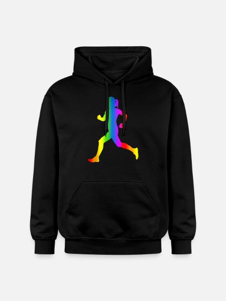 Bunter Läuferin Regenbogen - Gildan Unisex Softstyle® Midweight Hoodie - Schwarz