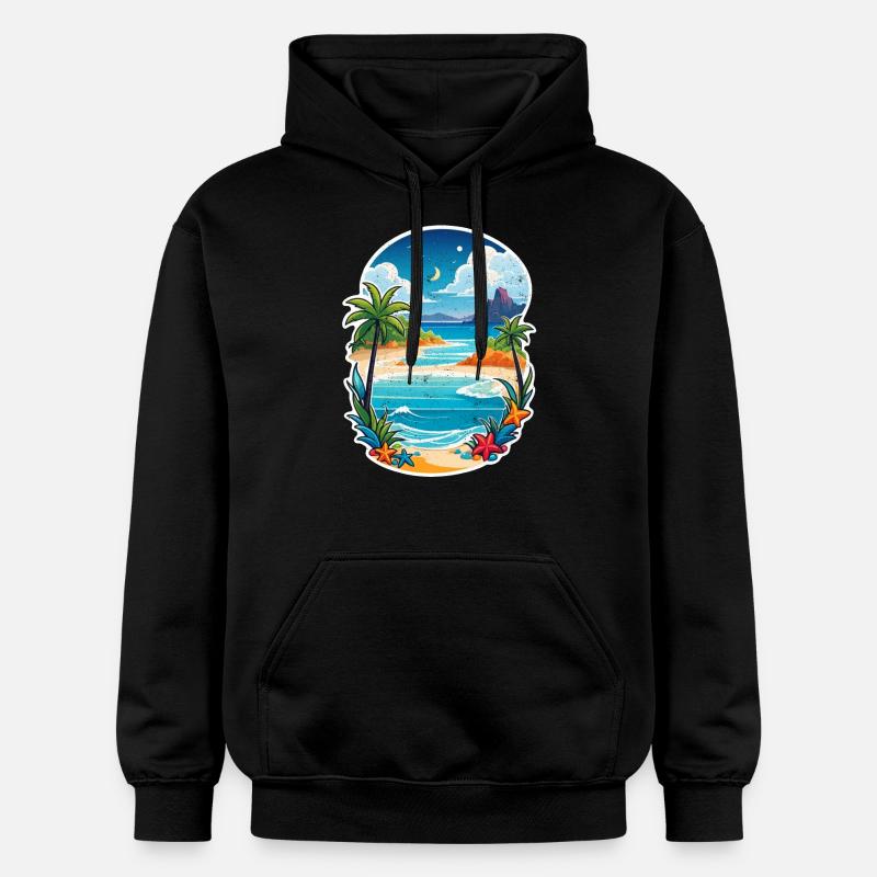 plage vacances soleil mer - Sweat à capuche Softstyle® Gildan Unisexe - noir