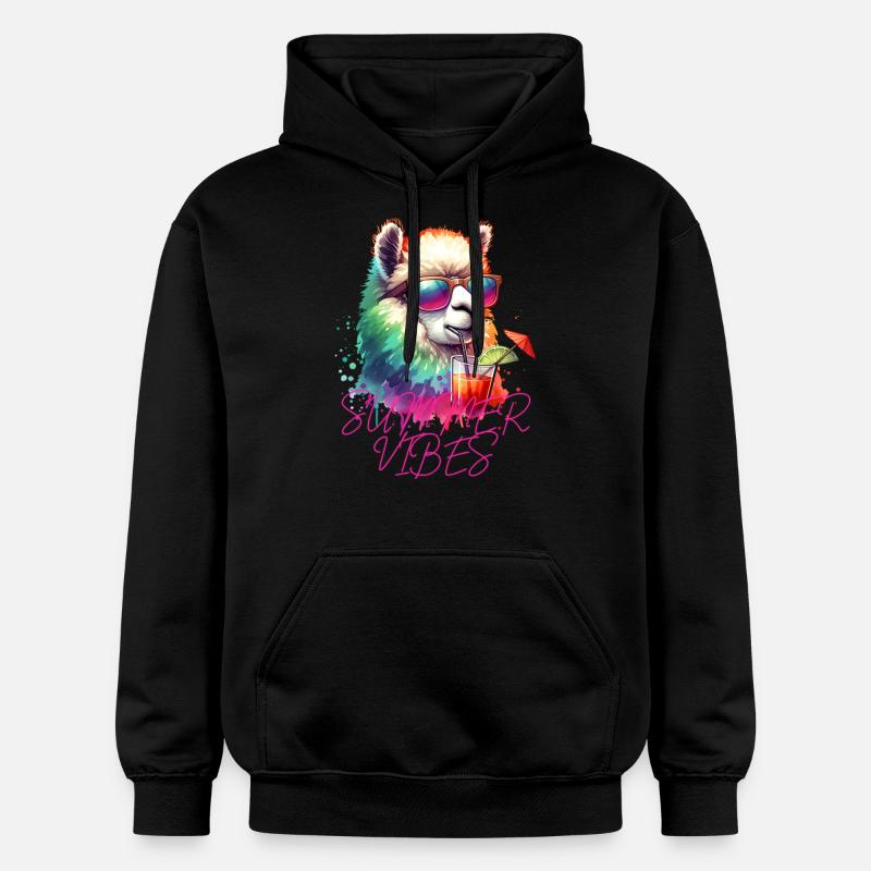 Lama alpaga d’été - Sweat à capuche Softstyle® Gildan Unisexe - noir