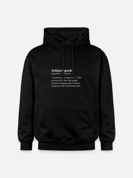 Schluckspecht funny German idiom - Gildan Unisex Softstyle® Midweight Hoodie - black