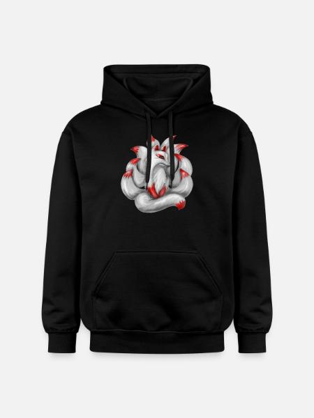 Nine-tailed fox Japanese fox - Gildan Unisex Softstyle® Midweight Hoodie - black