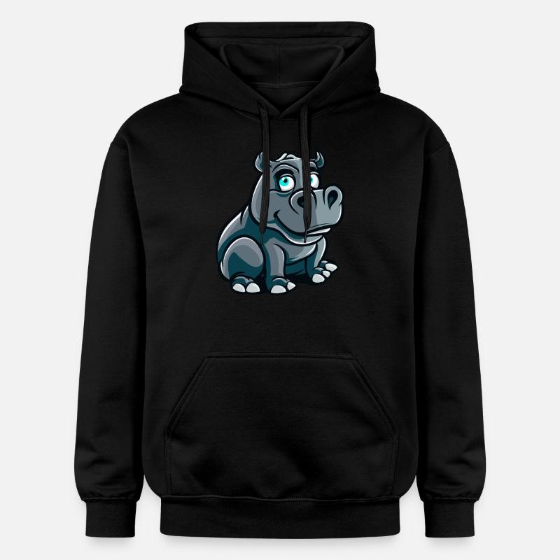 Bande dessinée hippopotame - Sweat à capuche Softstyle® Gildan Unisexe - noir