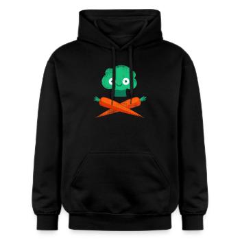 Veggie Pirate - Gildan Unisex Softstyle® Midweight Hoodie - black - Front - Marisol (170cm) & Nik (191cm)