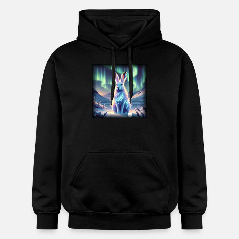 Mountain hare Aurora Borealis - Gildan Unisex Softstyle® Midweight Hoodie - black