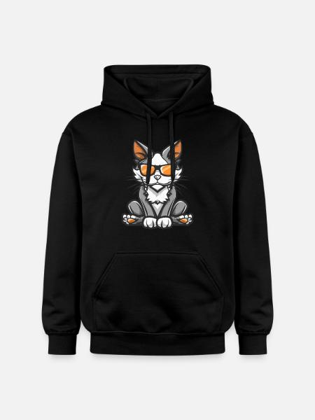 Cat Cool Comic - Gildan Unisex Softstyle® Midweight Hoodie - black