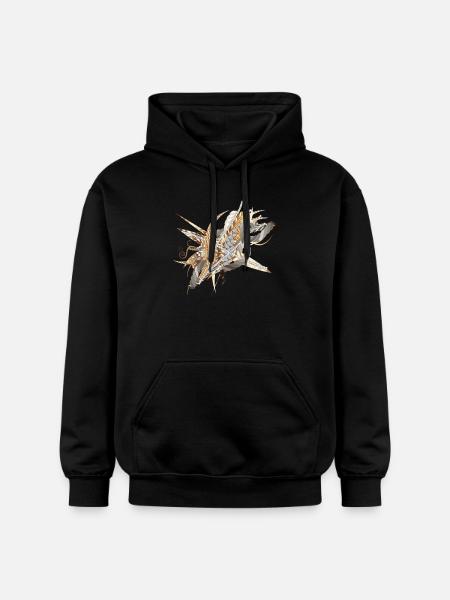 kunstnerisk filigran motiv lavet af bånd og fjer - Gildan Softstyle® Midweight unisex-hoodie - sort