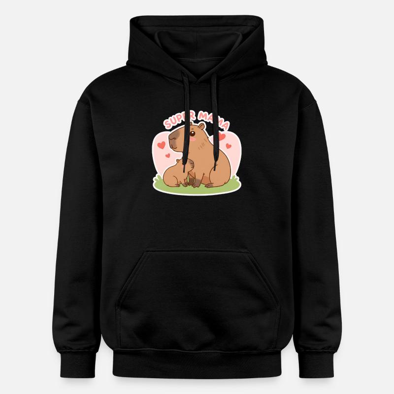 Super maman Capybara - Sweat à capuche Softstyle® Gildan Unisexe - noir