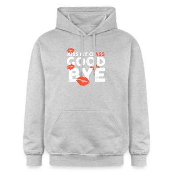 Chemises de classe Embrasse ma classe au revoir lèvres - Sweat à capuche Softstyle® Gildan Unisexe - gris clair chiné - Devant - Liana (172cm) & Jaron (178cm)
