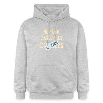 Geboren, um die Codes zu knacken - Gildan Unisex Softstyle® Midweight Hoodie - Hellgrau meliert - Vorne - Liana (172cm) & Jaron (178cm)