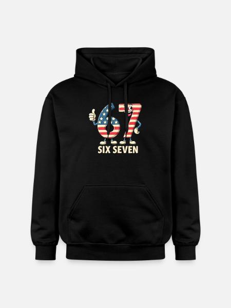 US Flag 67 Memes Six Seven - Gildan Unisex Softstyle® Midweight Hoodie - black