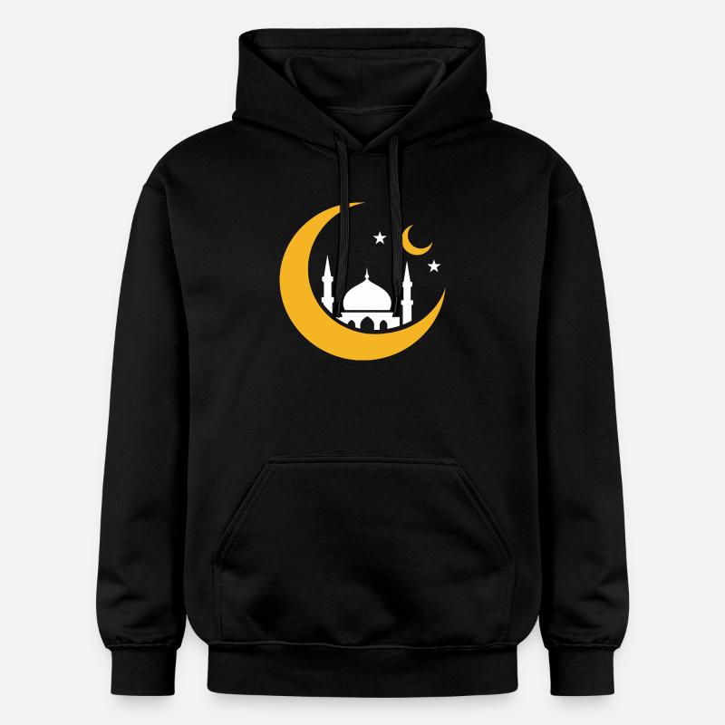 Islam Croissant Lune Mosquée Silhouette  - Sweat à capuche Softstyle® Gildan Unisexe - noir