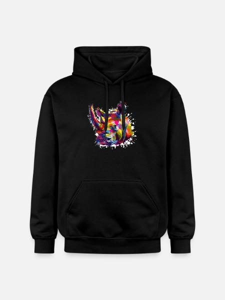 Rhino Pop Art Animal - Gildan Unisex Softstyle® Midweight Hoodie - black