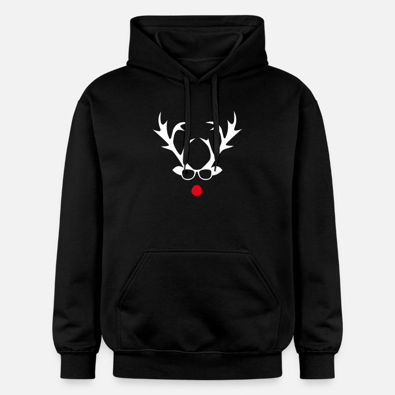 Silhouette de Rudolph avec lunettes - Sweat à capuche Softstyle® Gildan Unisexe - noir