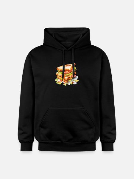 Triple toast sandwich motif - Gildan Unisex Softstyle® Midweight Hoodie - black