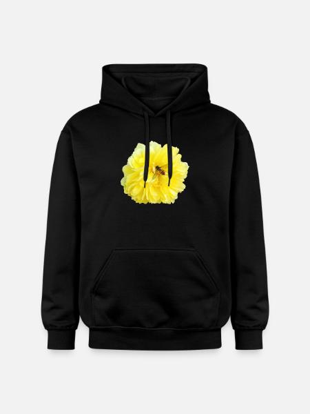Yellow_Rose_-_Bee_Nature_Photography - Gildan Unisex Softstyle® Midweight Hoodie - black