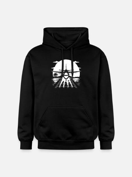 Airplane Drawing - Gildan Unisex Softstyle® Midweight Hoodie - black