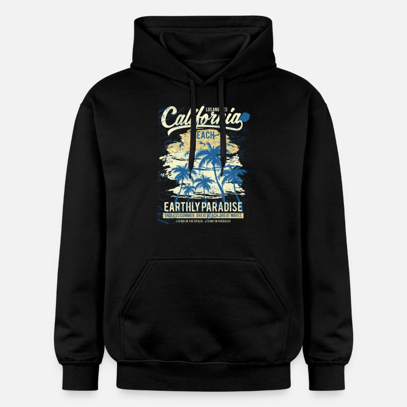 Plage de Californie - Sweat à capuche Softstyle® Gildan Unisexe - noir