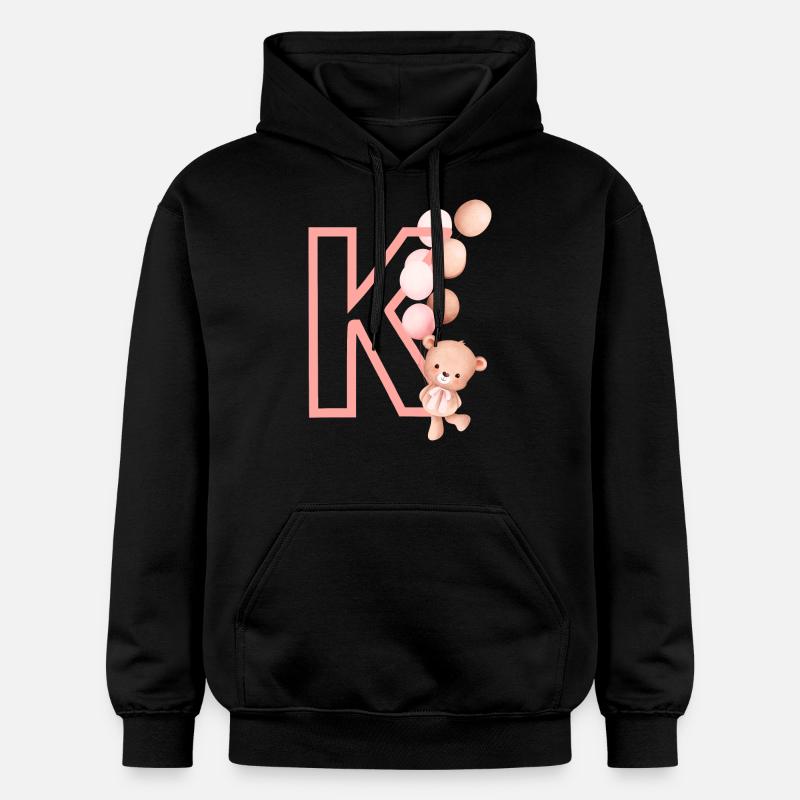 Lettre k rose ours - Sweat à capuche Softstyle® Gildan Unisexe - noir