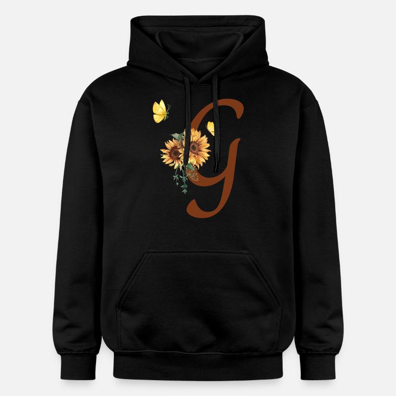 Lettre g tournesol papillon - Sweat à capuche Softstyle® Gildan Unisexe - noir
