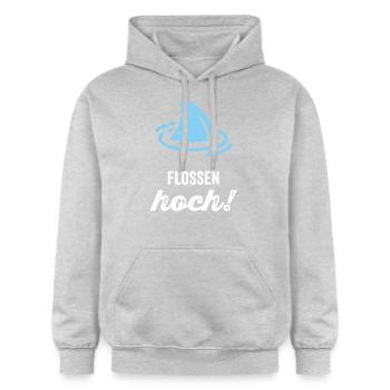 Flossen Hoch! - Gildan Unisex Softstyle® Midweight Hoodie - Hellgrau meliert - Vorne - Liana (172cm) & Jaron (178cm)