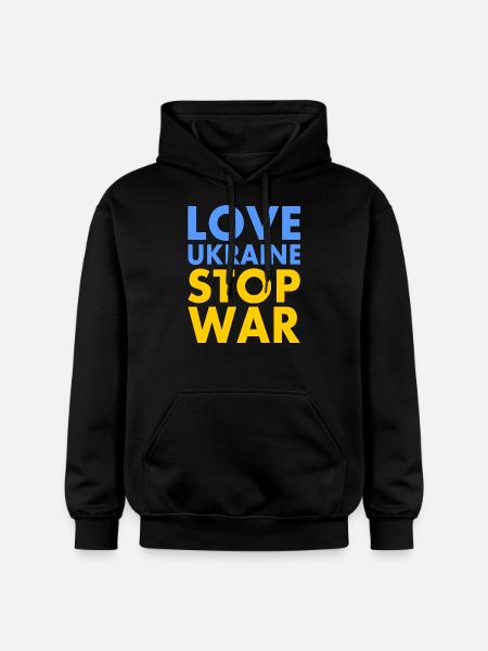 Love ukraine stop war - Gildan Unisex Softstyle® Midweight Hoodie - black