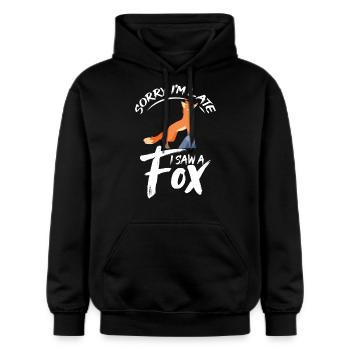 Humorvolles Fuchs-Design mit niedlichem Slogan - Gildan Unisex Softstyle® Midweight Hoodie - Schwarz - Vorne - Marisol (170cm) & Nik (191cm)