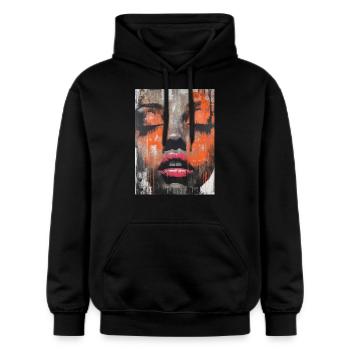Abstract Painted - Woman Face - Gildan Unisex Softstyle® Midweight Hoodie - black - Front - Marisol (170cm) & Nik (191cm)