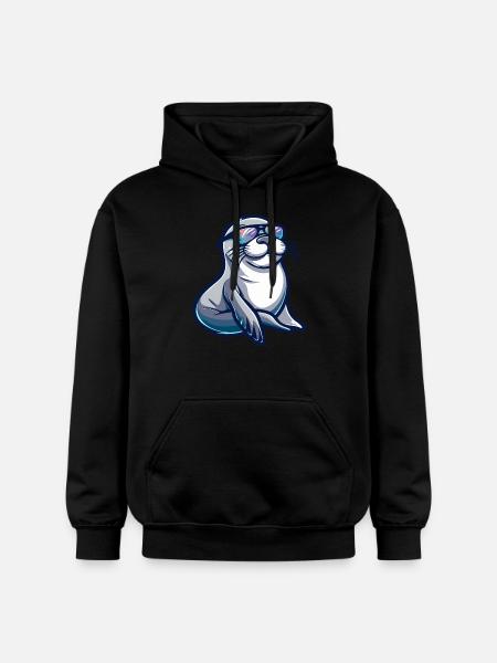 seal animal animal - Gildan Unisex Softstyle® Midweight Hoodie - black