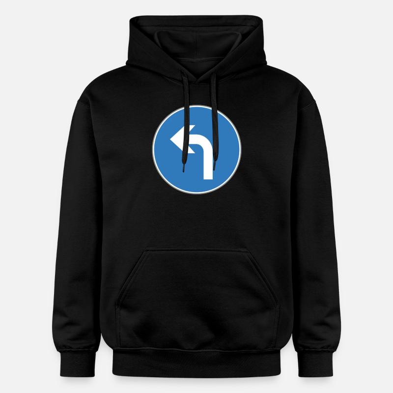 Road sign left turn blue - Sweat à capuche Softstyle® Gildan Unisexe - noir
