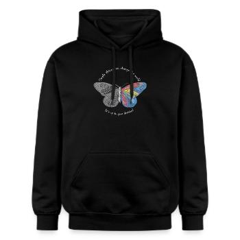 butterfly effect white - Gildan Unisex Softstyle® Midweight Hoodie - Schwarz - Vorne - Marisol (170cm) & Nik (191cm)