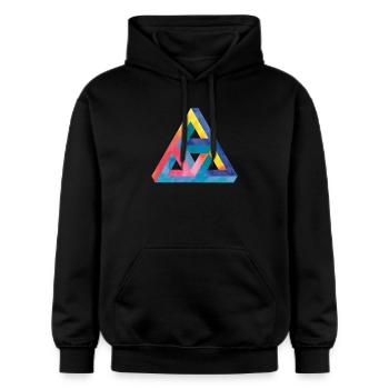 Triangle d'illusion d'optique Escher - Sweat à capuche Softstyle® Gildan Unisexe - noir - Devant - Marisol (170cm) & Nik (191cm)
