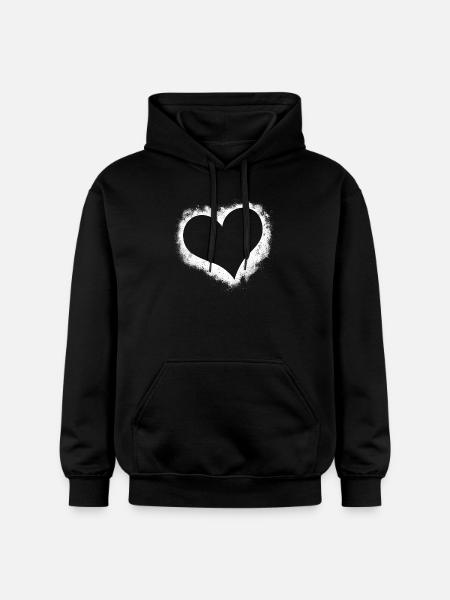 Hjerte grunge maling splatter sort og hvid - Gildan Softstyle® Midweight unisex-hoodie - sort