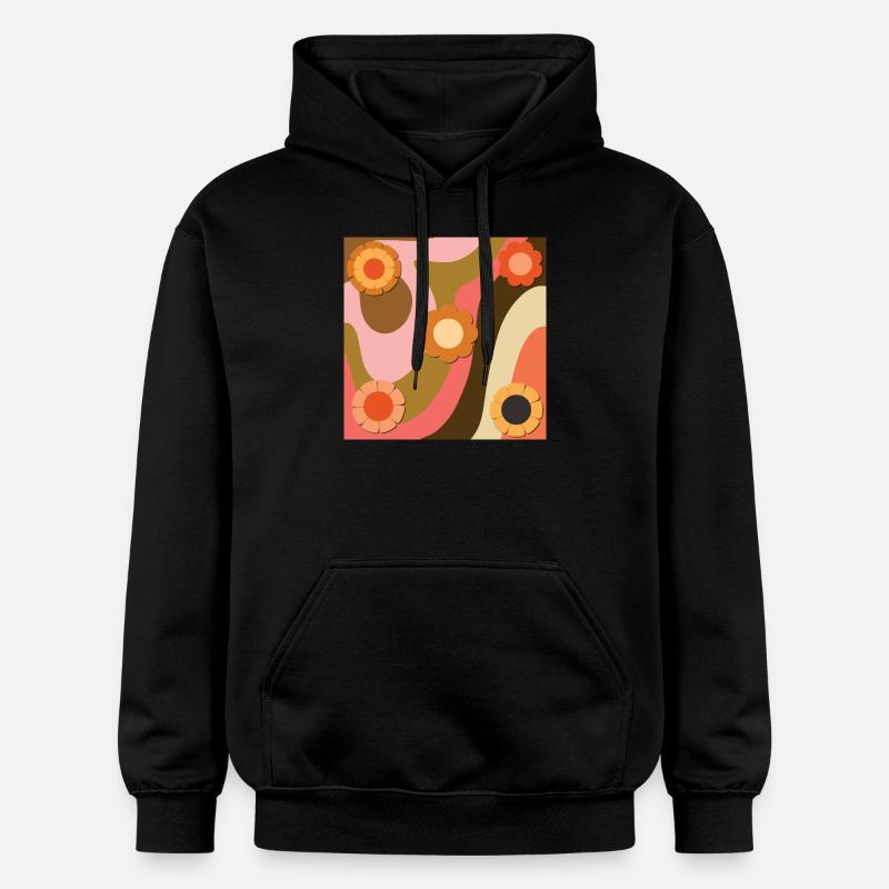 Tourbillon de fleurs rétro - Sweat à capuche Softstyle® Gildan Unisexe - noir