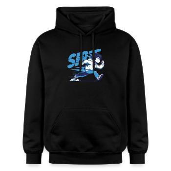 Dynamic Runner illustration - Gildan Unisex Softstyle® Midweight Hoodie - black - Front - Marisol (170cm) & Nik (191cm)