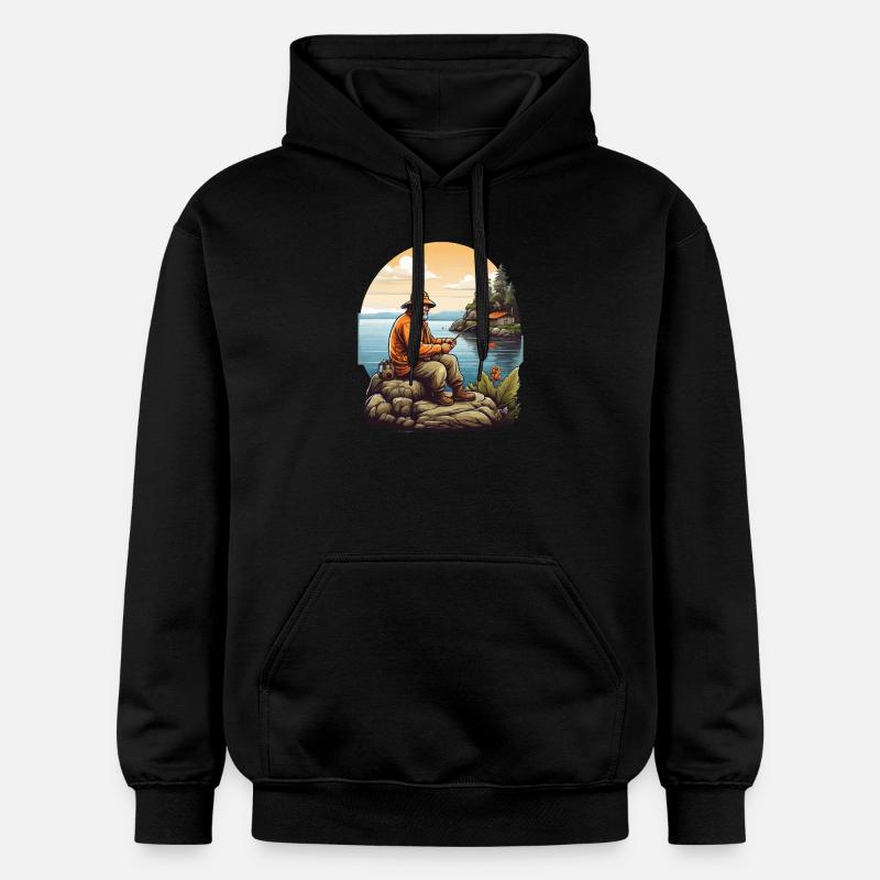 Pêcheur à la ligne - Sweat à capuche Softstyle® Gildan Unisexe - noir