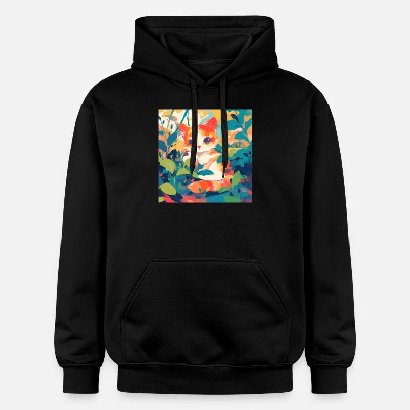 Chat, Motif De Chat - Sweat à capuche Softstyle® Gildan Unisexe - noir