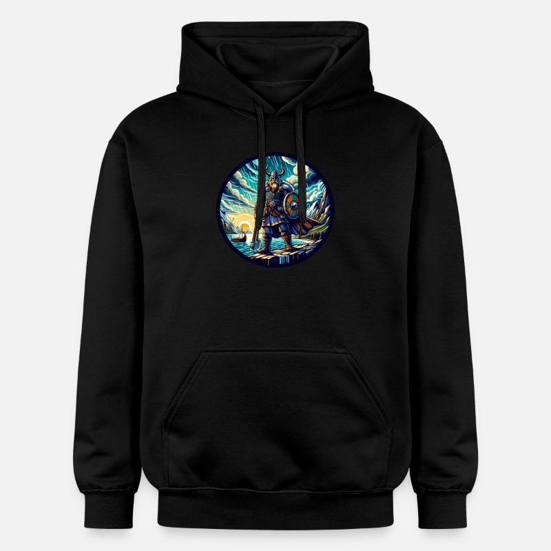 Viking nordique en mer - Sweat à capuche Softstyle® Gildan Unisexe - noir