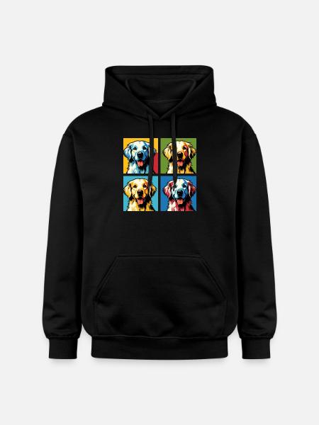 Pop Golden Retriever hundeportræt - kæledyrsportræt - Gildan Softstyle® Midweight unisex-hoodie - sort