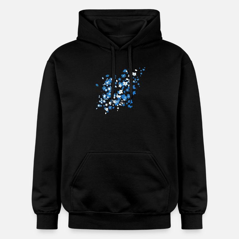 Sakura bleu - Sweat à capuche Softstyle® Gildan Unisexe - noir