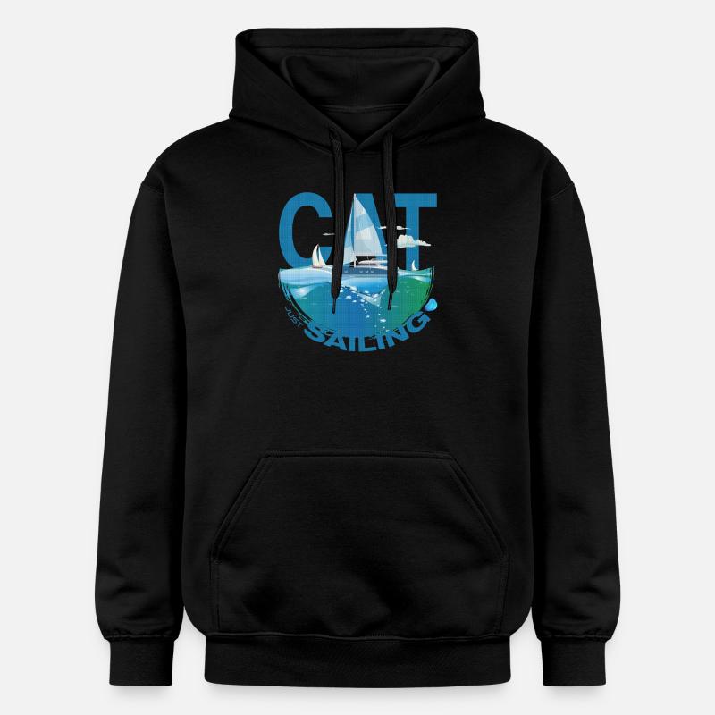 Chat / Catamaran - Just Sailing - Katamaran - Sweat à capuche Softstyle® Gildan Unisexe - noir