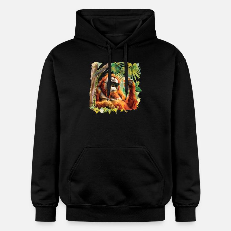 Orang-outan cool - Sweat à capuche Softstyle® Gildan Unisexe - noir