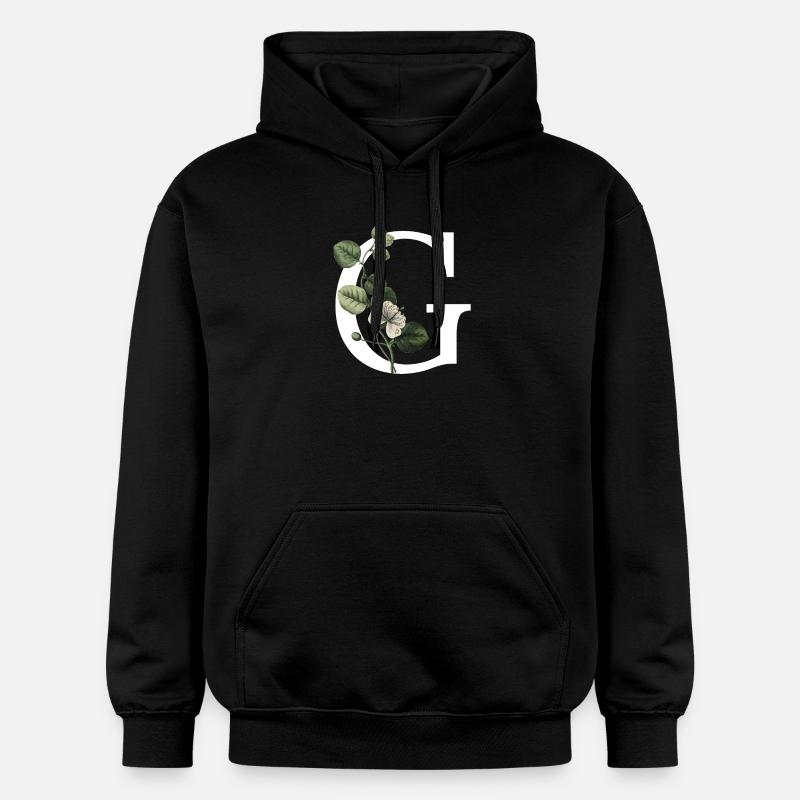 lettre g botanique vert - Sweat à capuche Softstyle® Gildan Unisexe - noir
