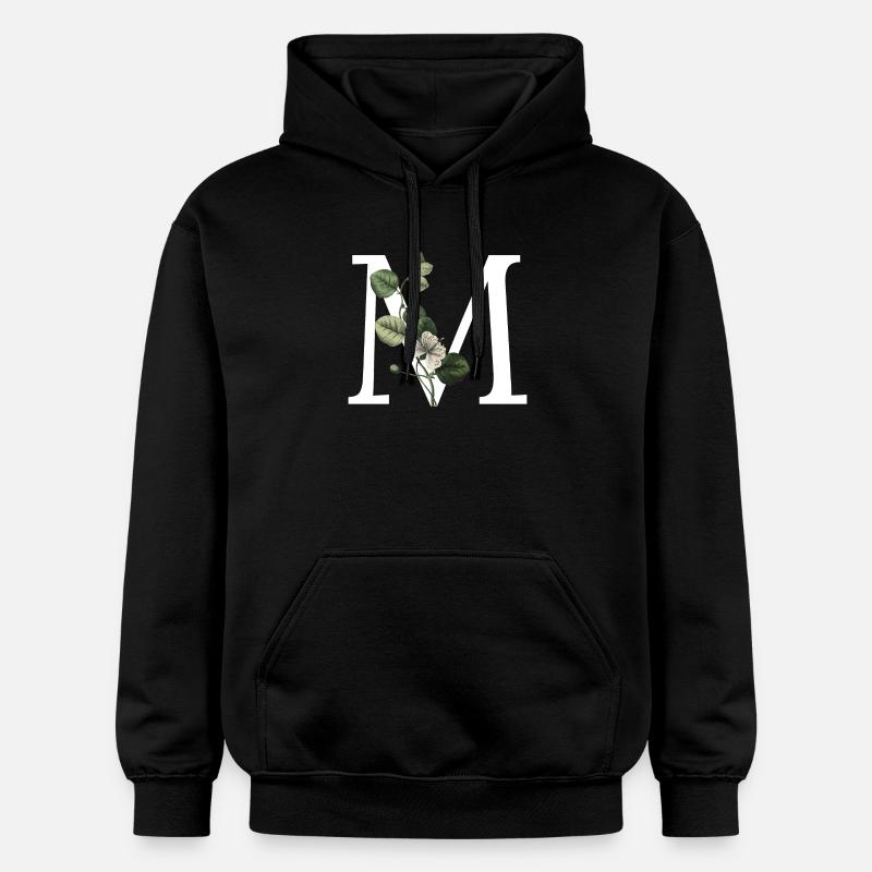 lettre m botanique vert - Sweat à capuche Softstyle® Gildan Unisexe - noir