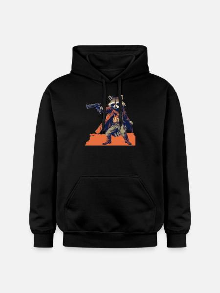 raccoon gunslinger - Gildan Unisex Softstyle® Midweight Hoodie - black