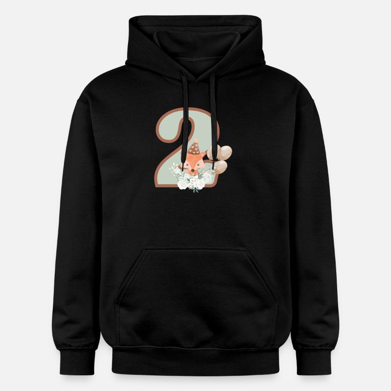 2e anniversaire renard fleurs - Sweat à capuche Softstyle® Gildan Unisexe - noir