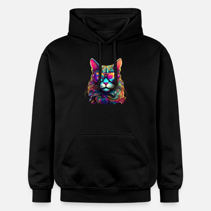 Chat Cool - Neon Vibes - Sweat à capuche Softstyle® Gildan Unisexe - noir