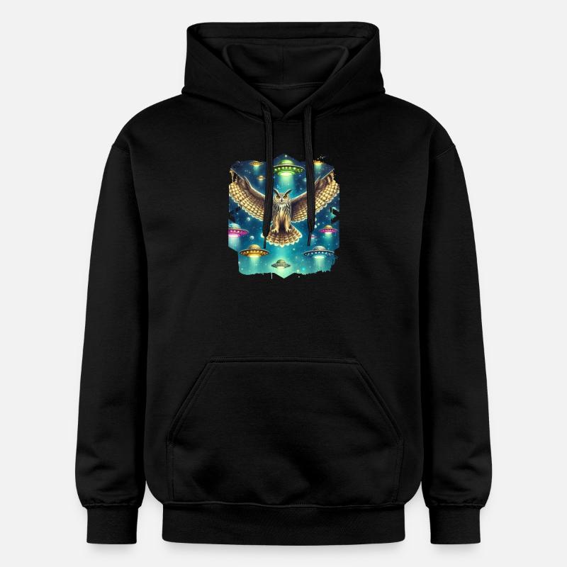 Mystische Eule UFO-Begegnung - Gildan Unisex Softstyle® Midweight Hoodie - Schwarz