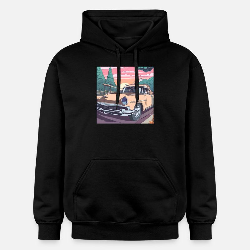 Oldtimer-Roadtrip - Gildan Unisex Softstyle® Midweight Hoodie - Schwarz