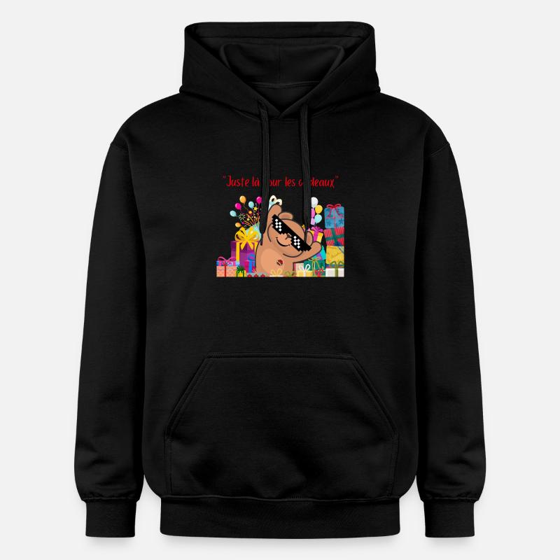 "Juste là pour les cadeaux" - Sweat à capuche Softstyle® Gildan Unisexe - noir