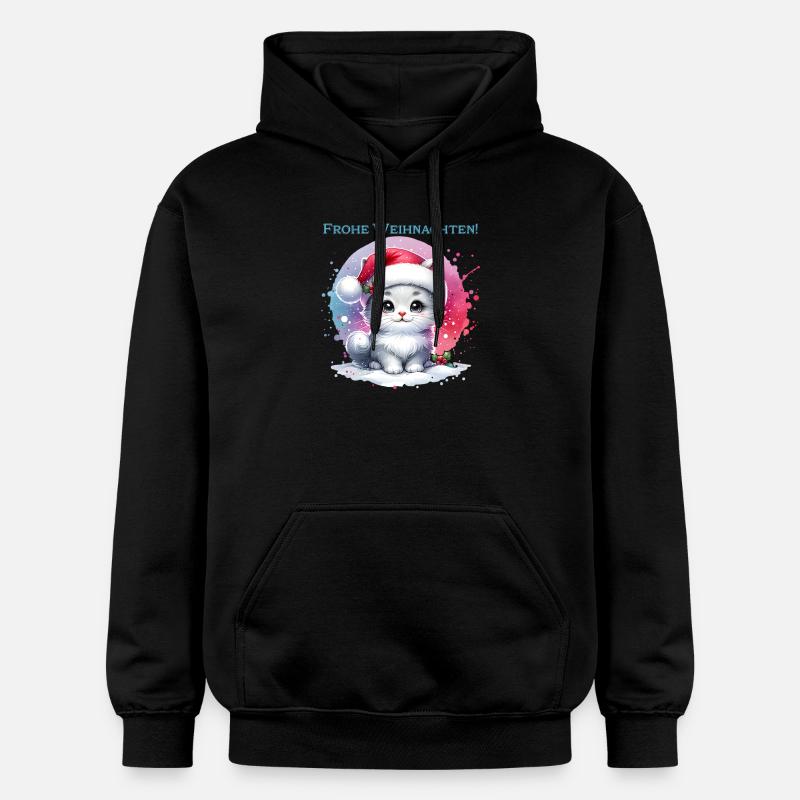 Chat mignon Noël - Sweat à capuche Softstyle® Gildan Unisexe - noir